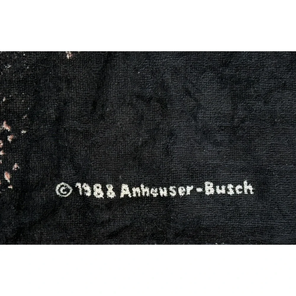 Vintage Anheuser Busch BUD LIGHT Beach Towel Beer Neon Gimme A Light Summer 1988